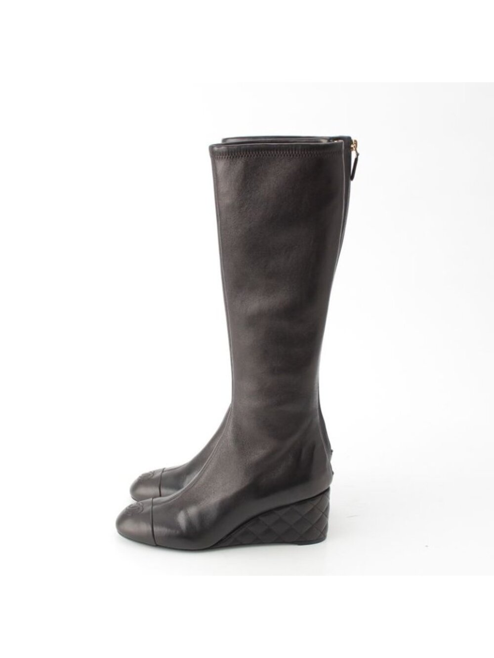 Chanel Leather Metiers D'art Collection Long Boots Shoes Black - Picture 3 of 10